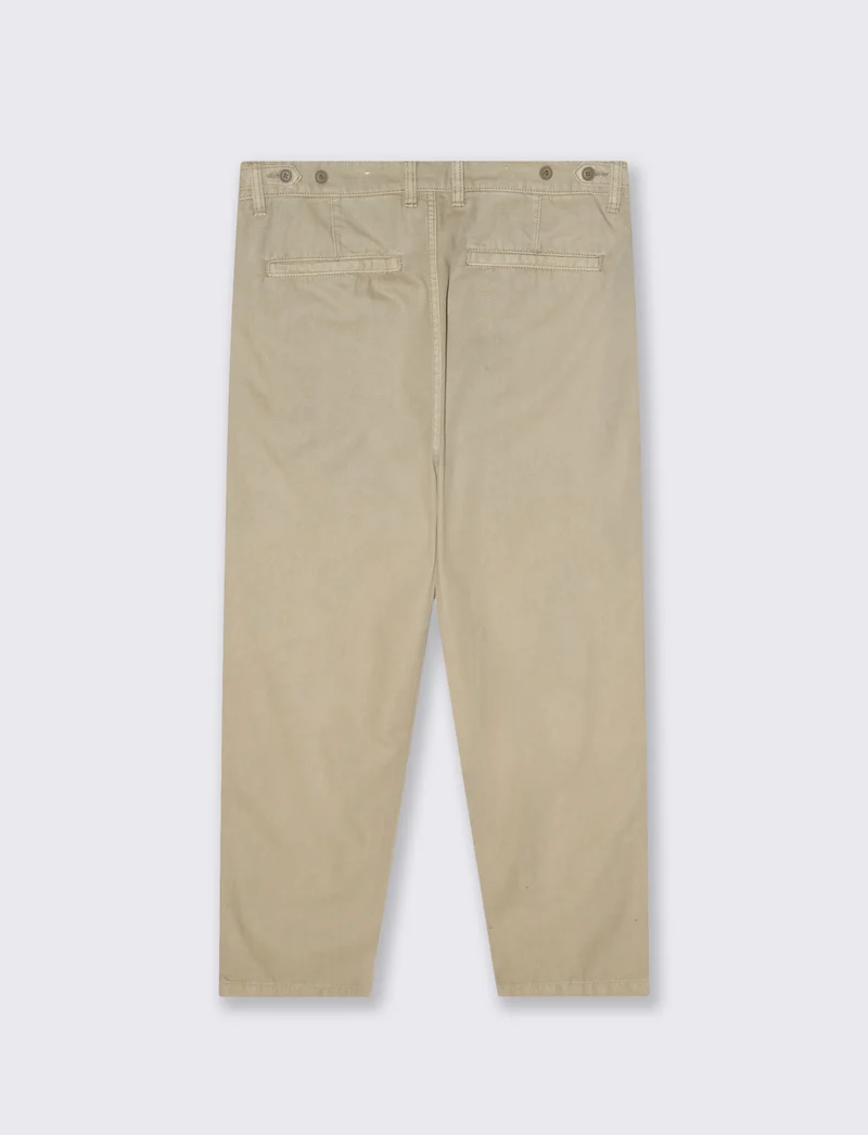 Pantalone Canvas Straight Fit Effetto Slavato - Beige