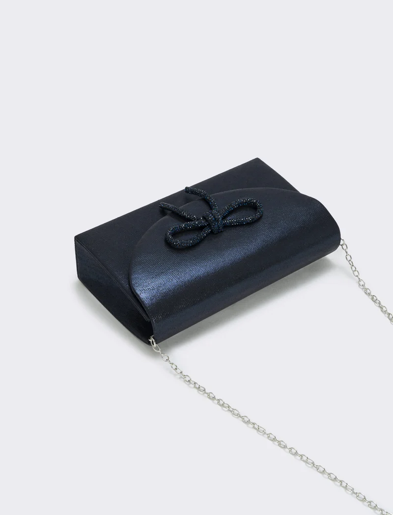 Borsetta rigida con fiocco e strass - Blu