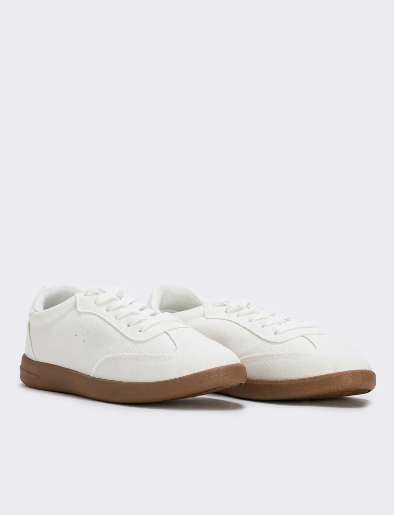 Sneakers minimal in tela per donna - Bianco