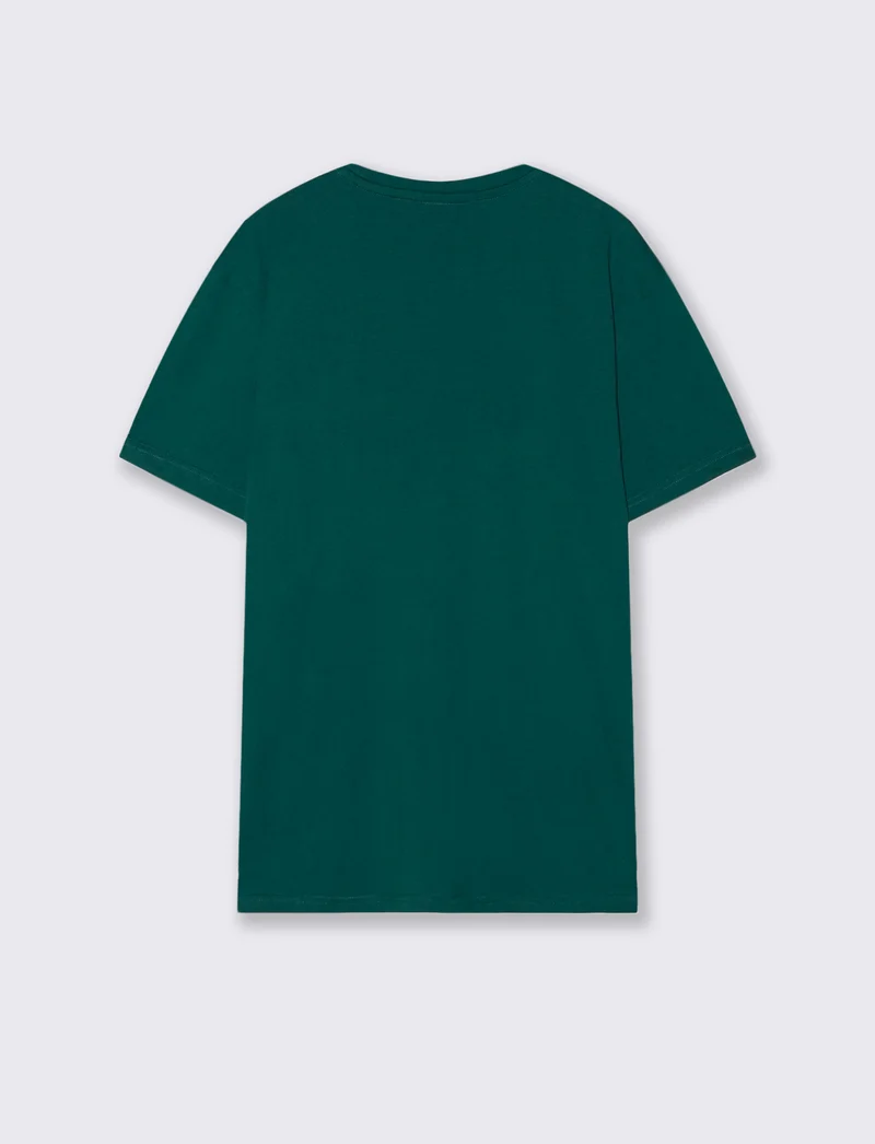 T-shirt cotone girocollo stampa contrasto - Verde petrolio
