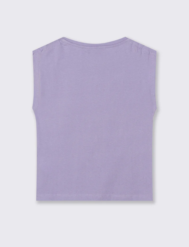 T-shirt giromanica bambina con arriccio - Lilla
