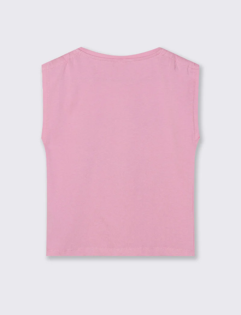T-shirt giromanica bambina con arriccio - Rosa