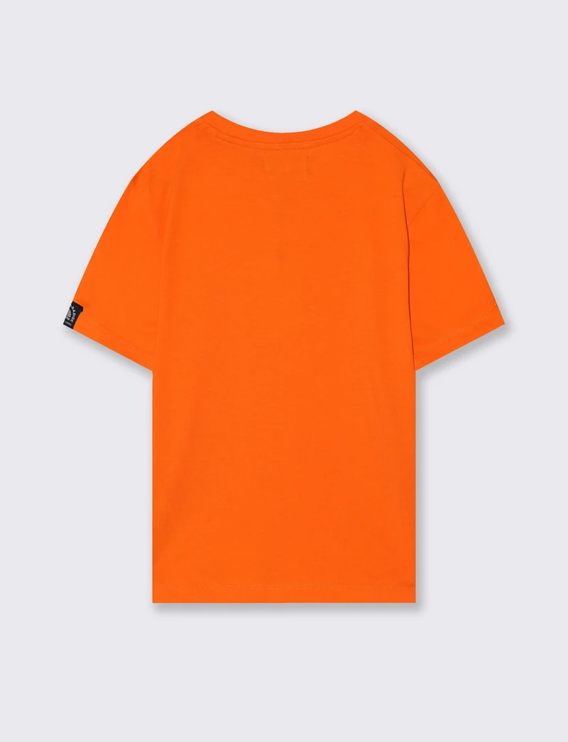 T-shirt mezza manica in cotone tinta unita - Arancio