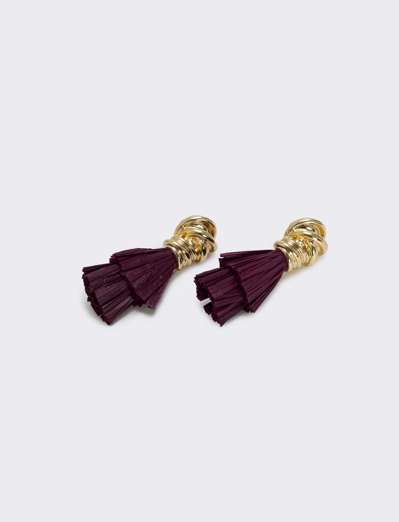 Orecchini con nodo in raffia per donne - Viola prugna