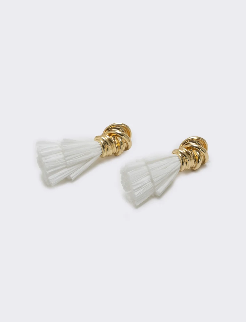 Orecchini con nodo in raffia per donne - Bianco