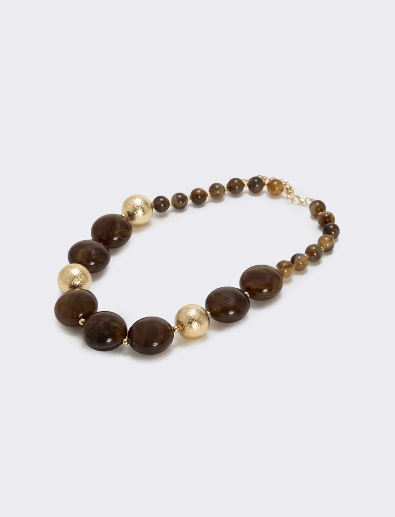 Collana con pietre a sfera - Marrone