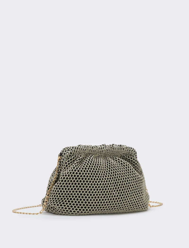 Borsetta clutch morbida in tessuti vari - Oro