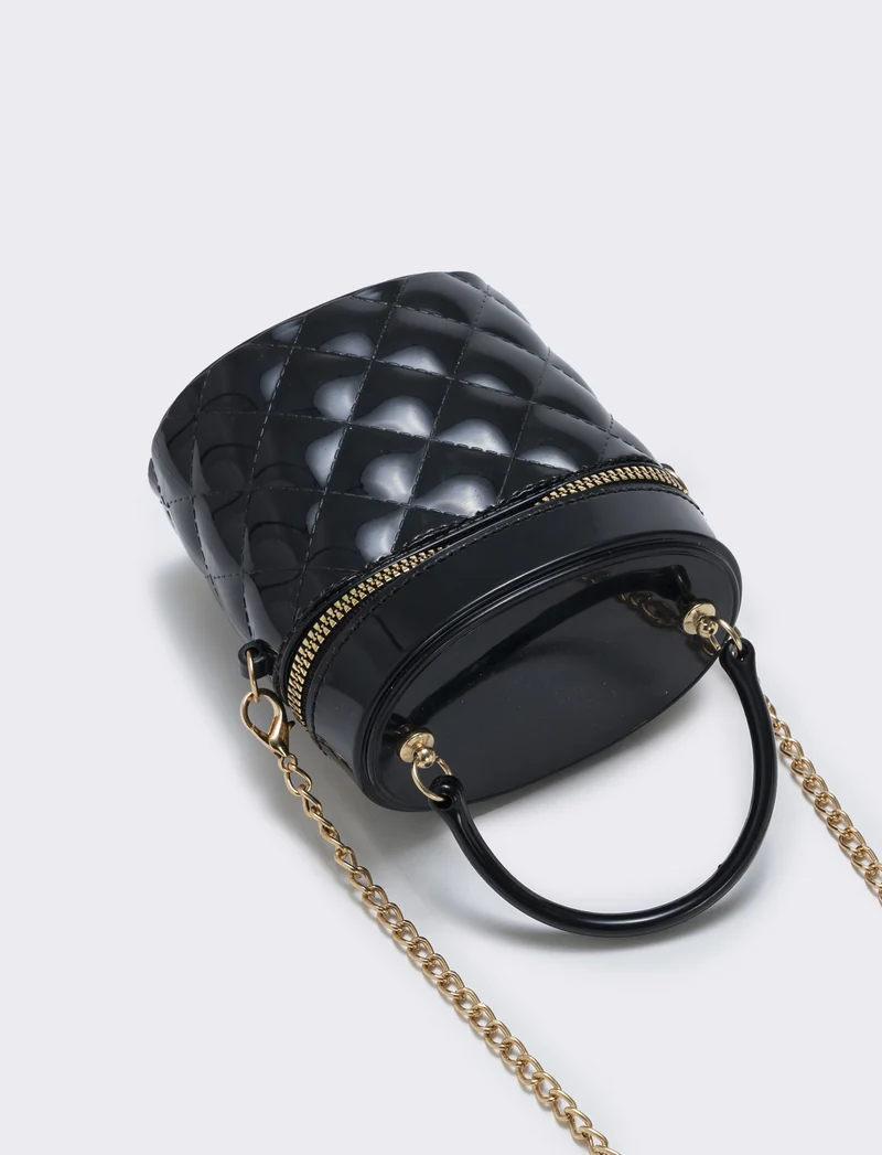 Borsetta bauletto bambina trapuntato PVC - Nero