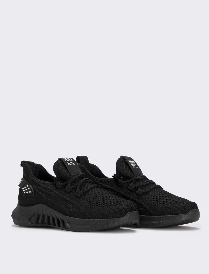 Sneakers multi elementi in tessuto tecnico - Nero