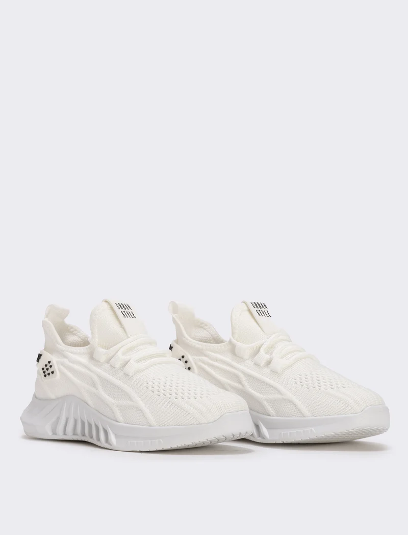Sneakers multi elementi in tessuto tecnico - Bianco