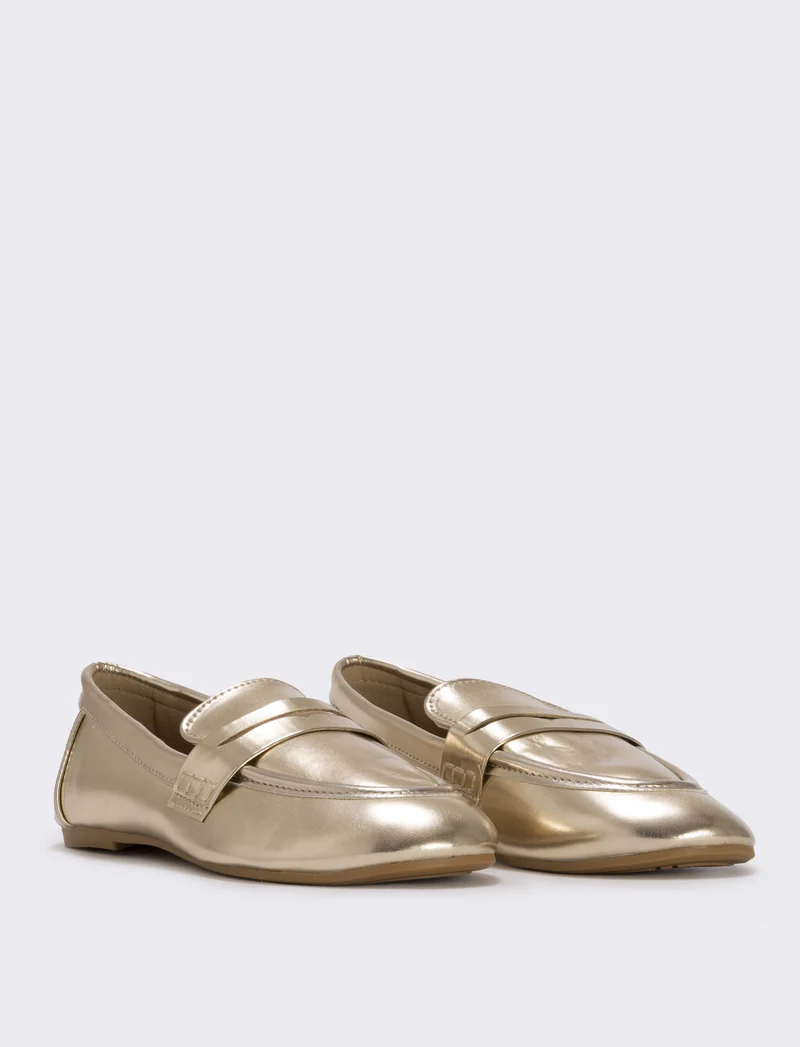 Mocassino platino per bambina in poliuretano - Oro
