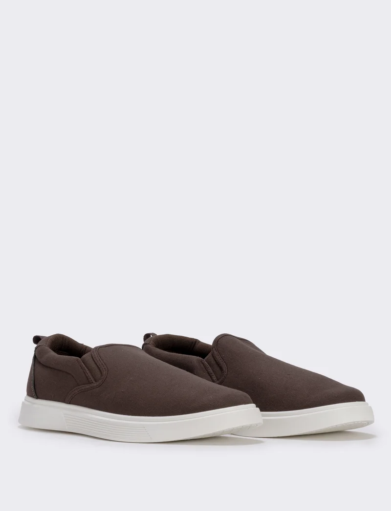 Slip-on da uomo in tela, due colori - Marrone