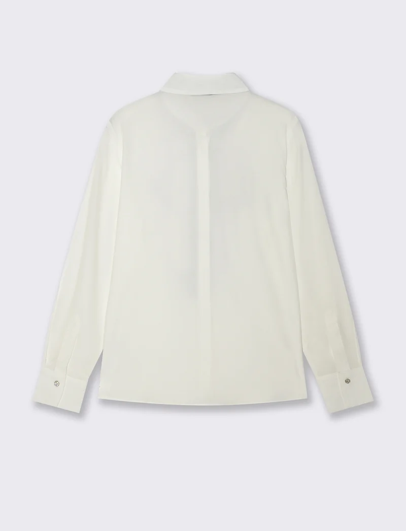 Camicia con fusciacca al collo e maniche lunghe - Bianco