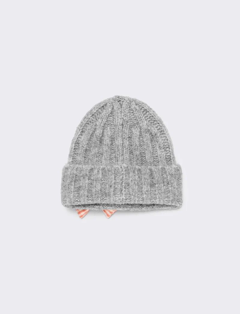 Set cappello e sciarpa con fiocco vichy - Grigio