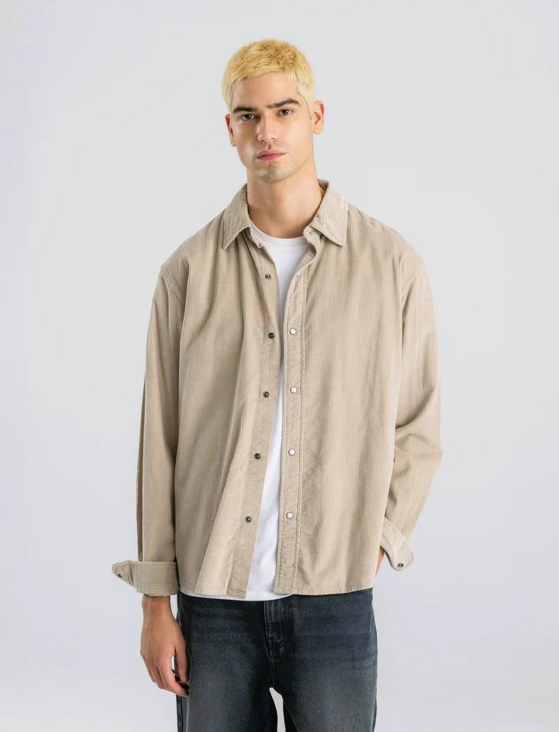 CAMICIA IN VELLUTO - Beige