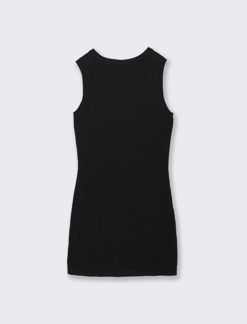 Abito in maglia con bottoni eleganti - Nero