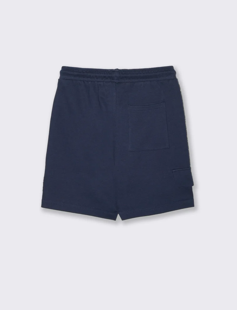 Bermuda in piquè con patch stiloso - Blu