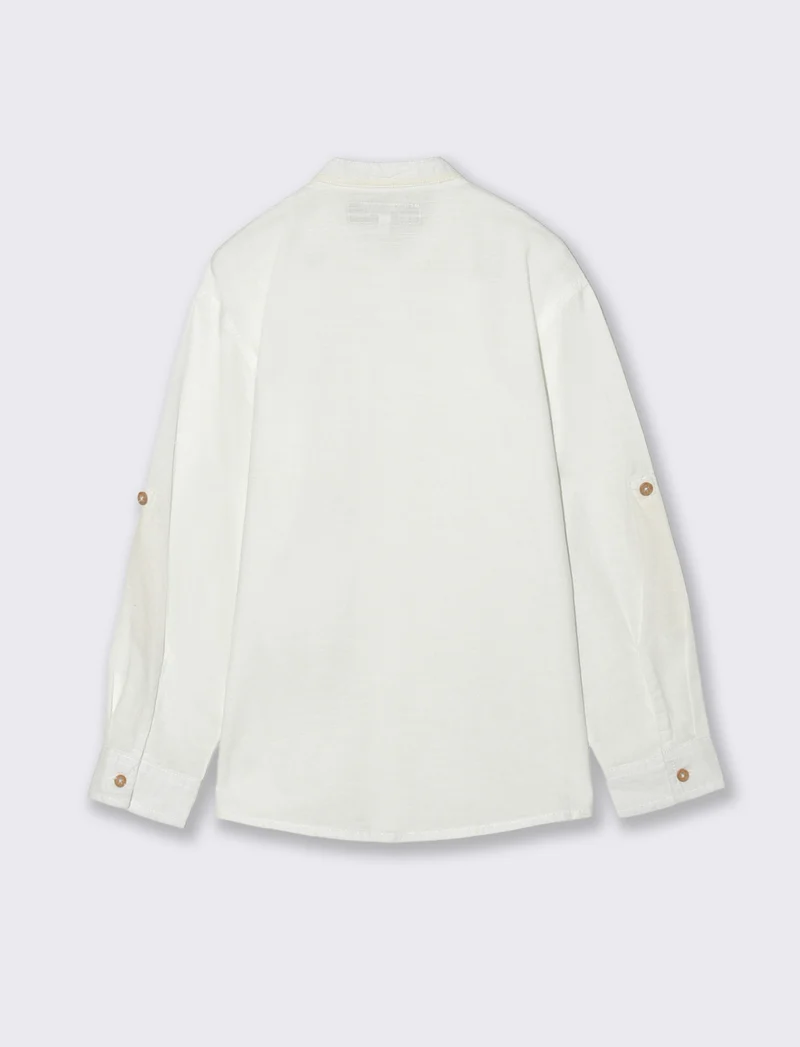 Camicia in cotone fiammato casual chic - Bianco latte