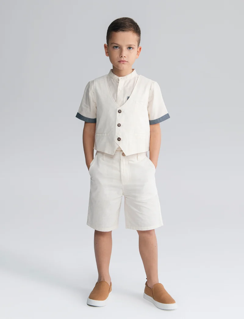 Bermuda in misto lino modello chino - Beige