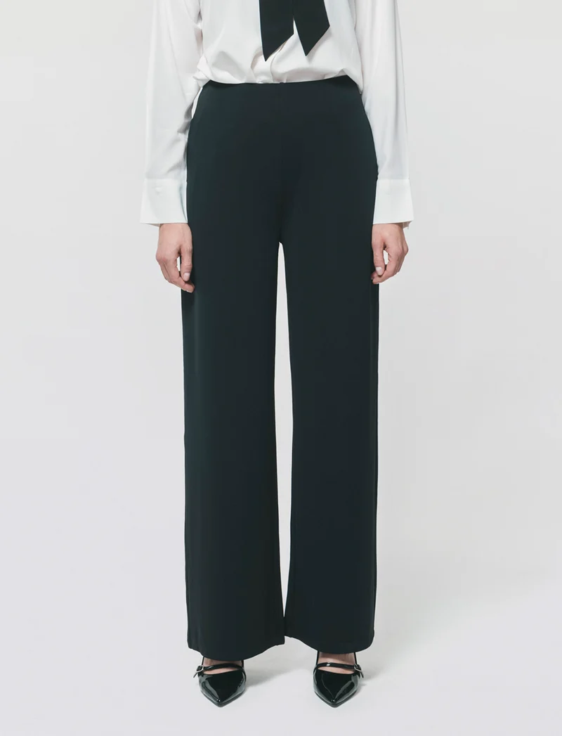 Pantalone Gamba Larga con Pinces - Nero