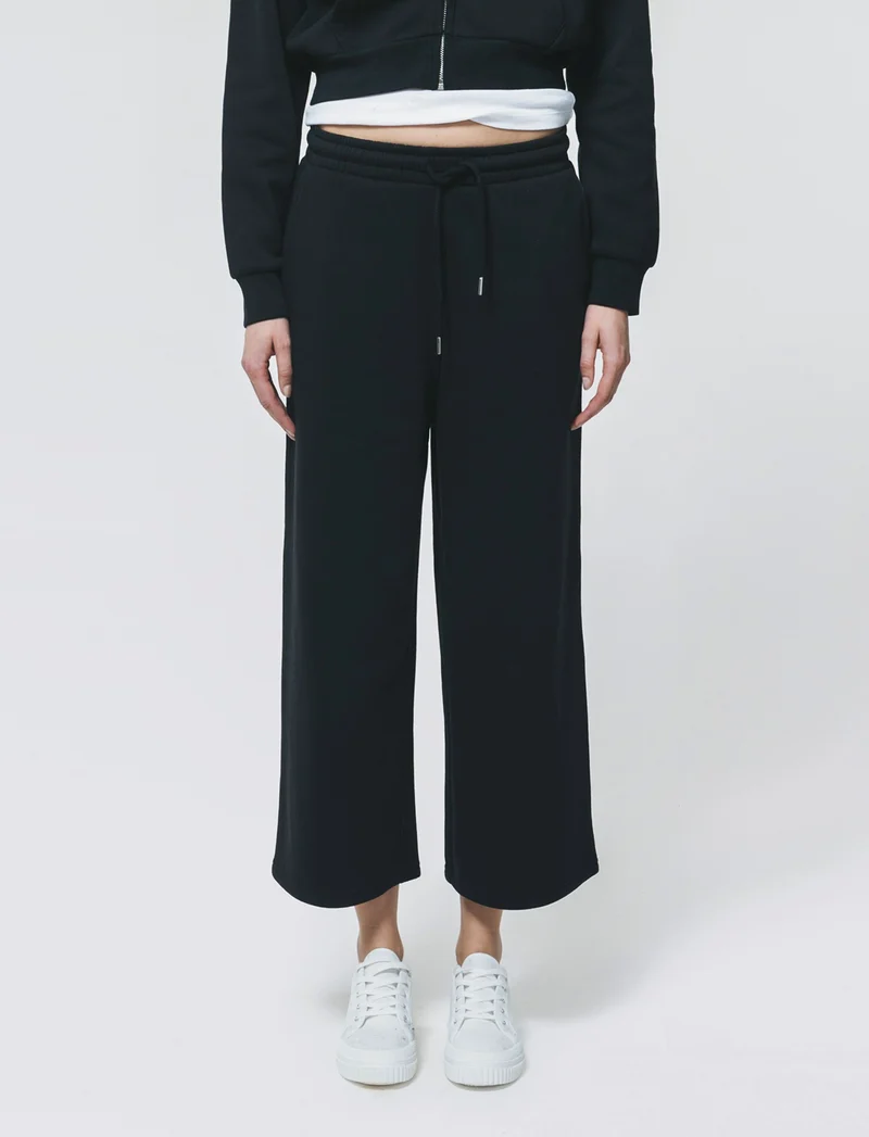 Jogger Culotte con Coulisse in Vita - Nero