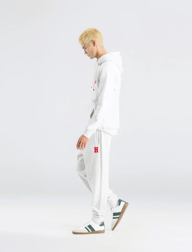 PANTALONI JOGGER IN FELPA CON RICAMO - Grigio mel.