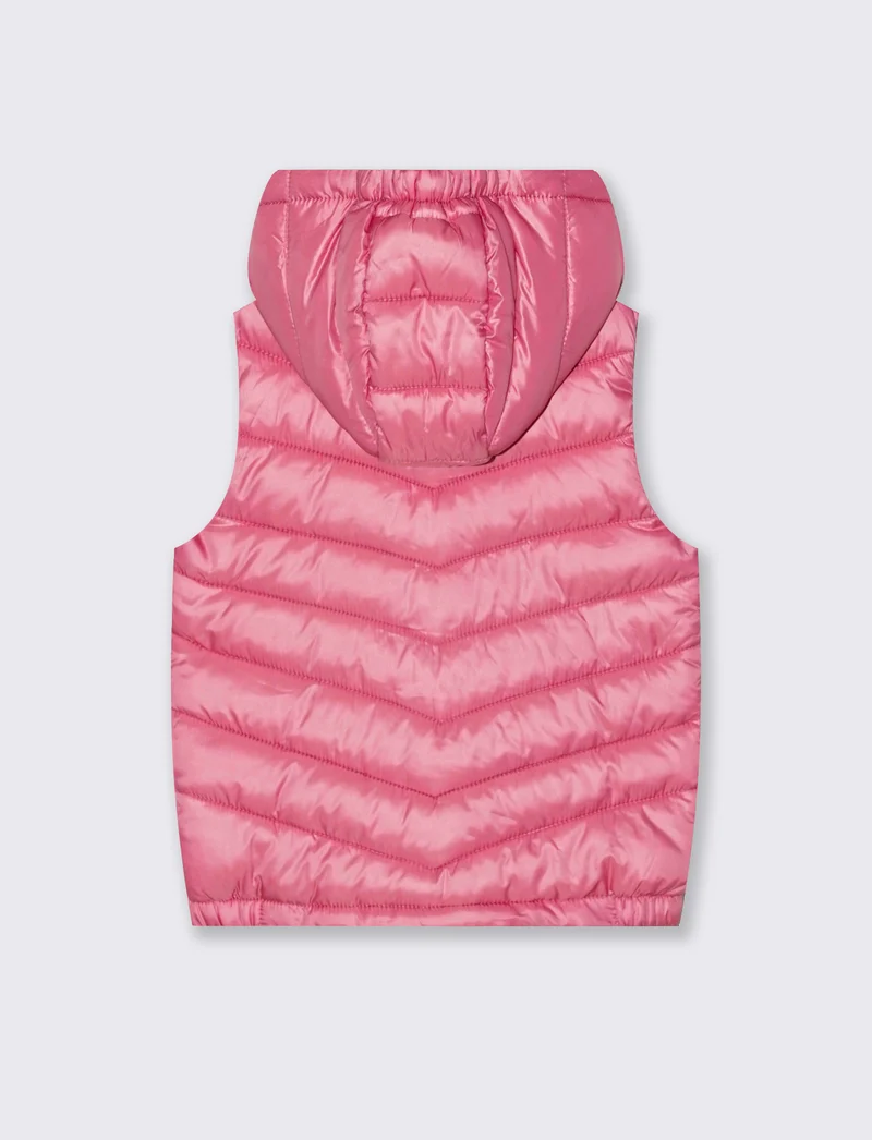 Gilet trapuntato leggero con cappuccio - Rosa big bubble