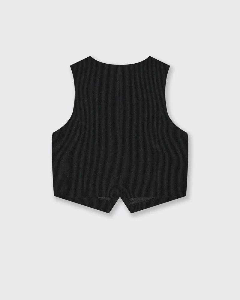 Gilet in cotone da bambina effetto gessato - Righe