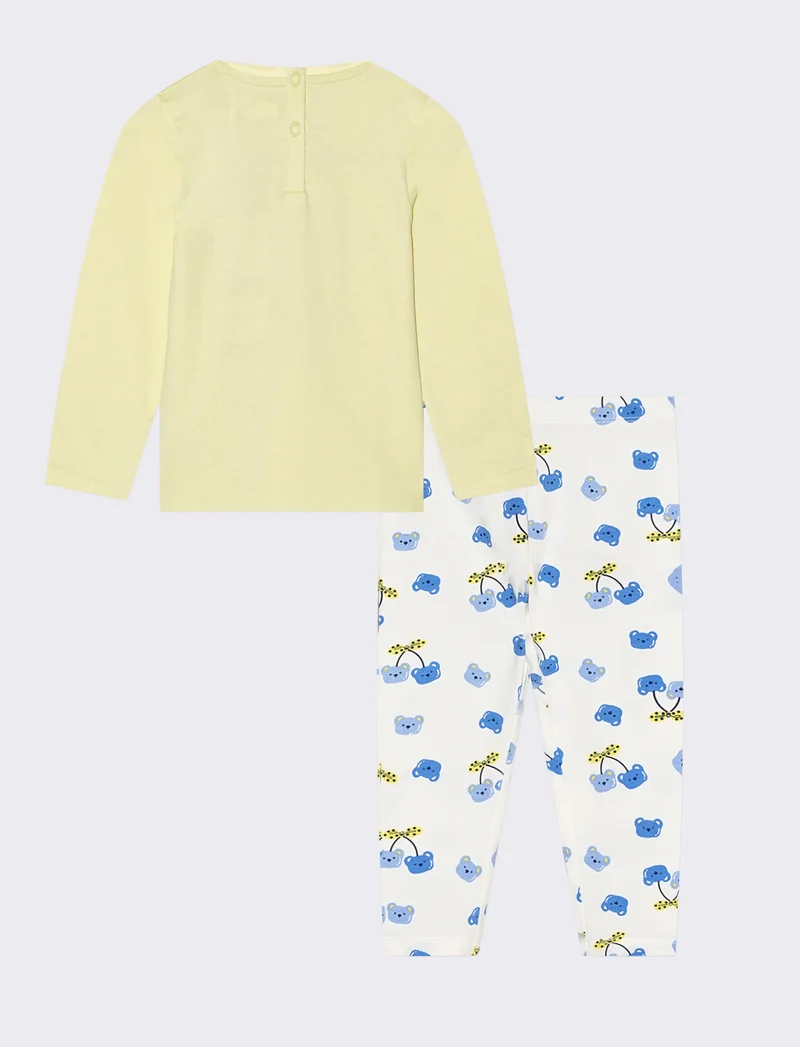 Set t-shirt e leggings con stampa all over - Giallo