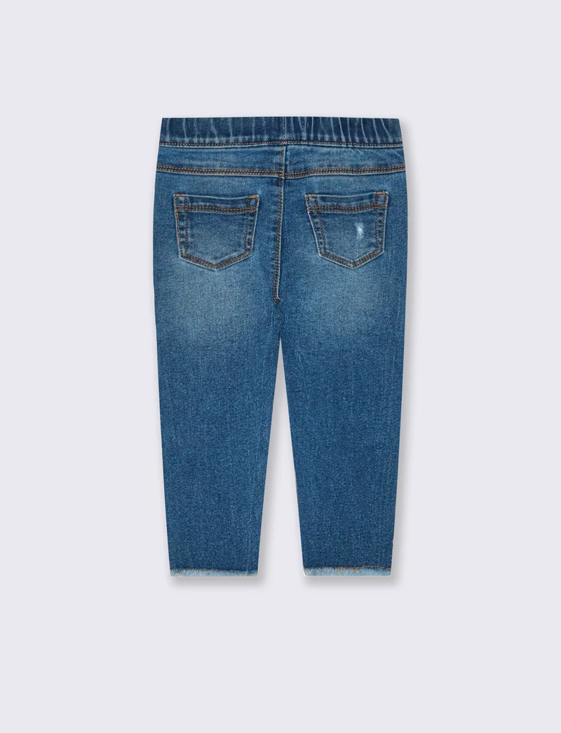 Jeans skinny con elastico e rotture - Denim