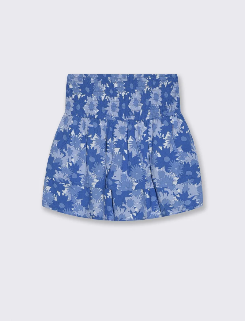 Short in viscosa con doppia balza - Blu