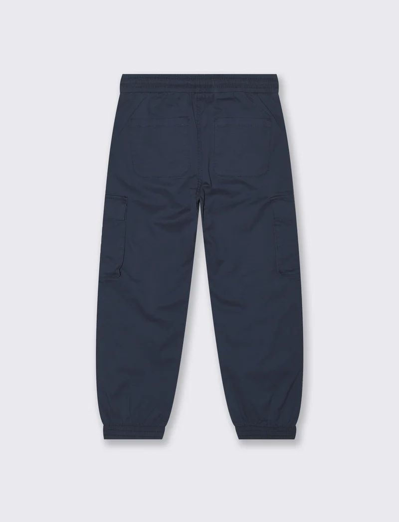 Jogger in popeline con tasconi e coulisse - Blu