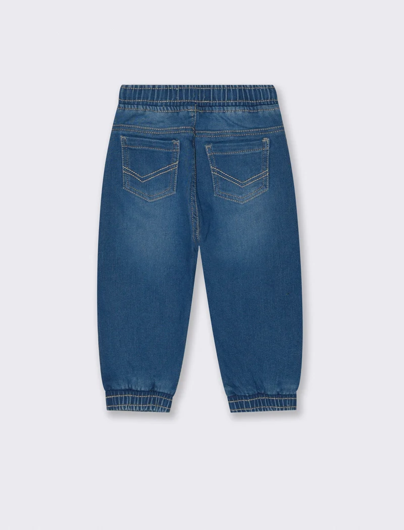 Jeans ampi con coulisse ed elastici - Denim