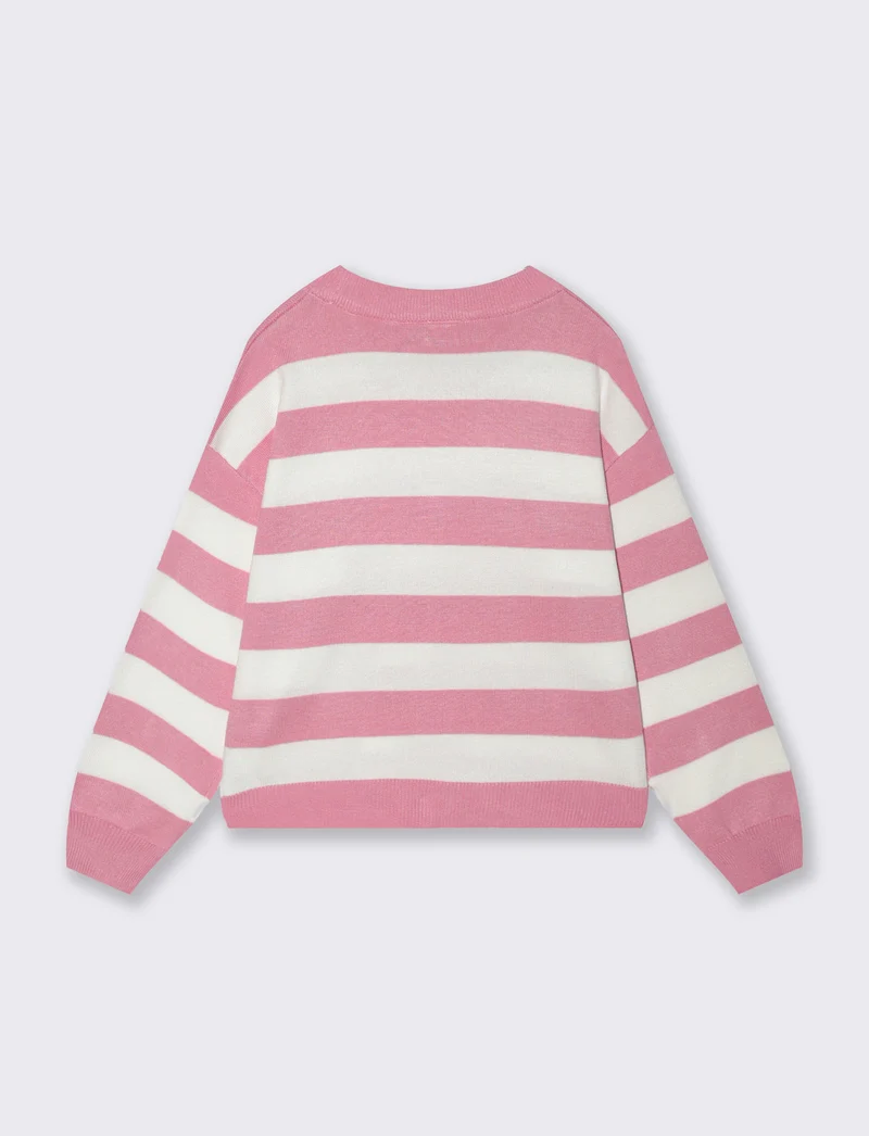 Maglia a righe bicolore per bambine - Rosa candy