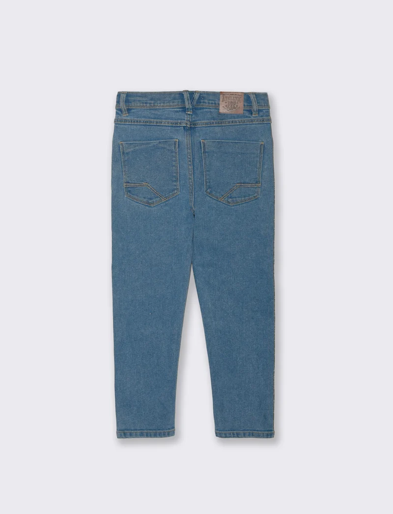 Jeans 5 tasche con vita regolabile - Denim