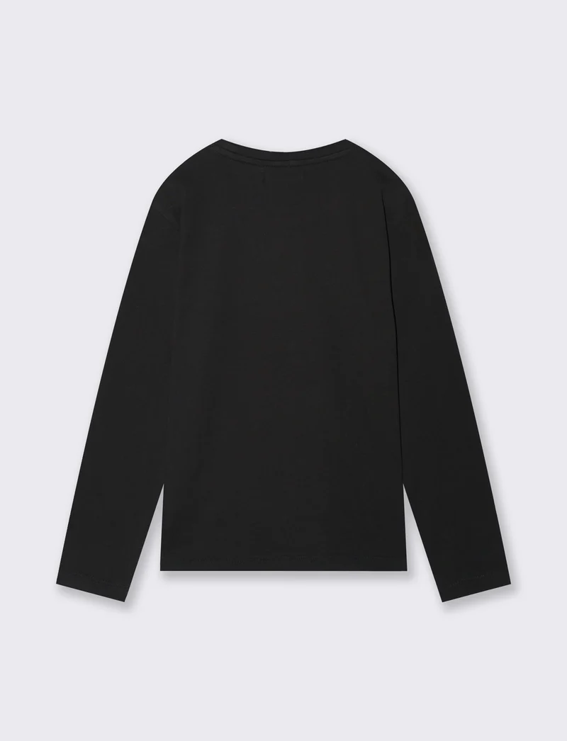 T-shirt maniche lunghe con stampa colori - Nero