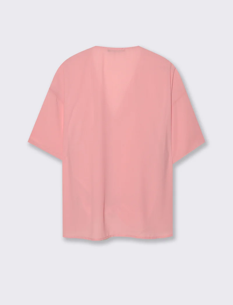 Camicia mezza manica con scollo aperto - Rosa
