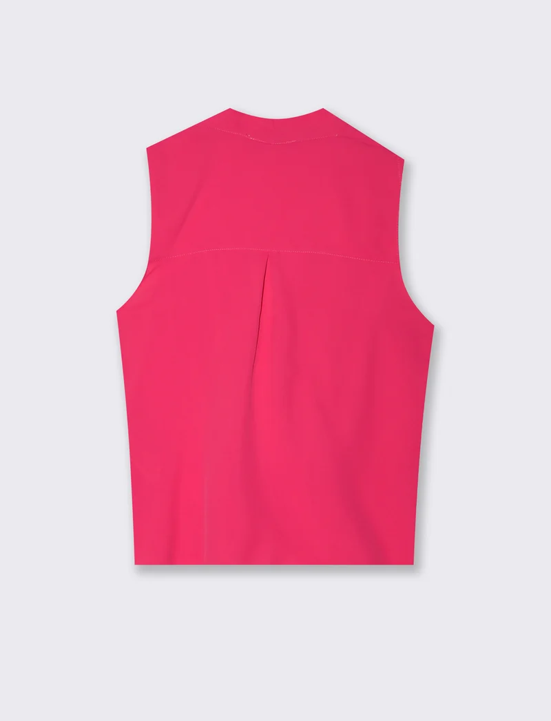 Top smanicato con scollo a V - Fuxia
