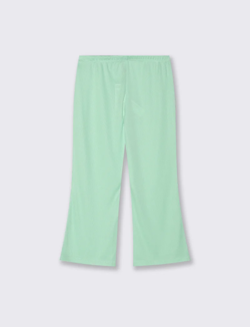 Leggings in costina modello flare. - Verde