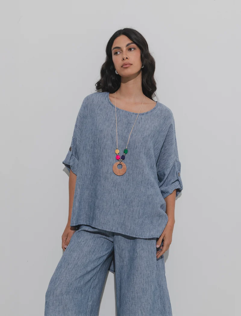 Casacca over con collana - Denim