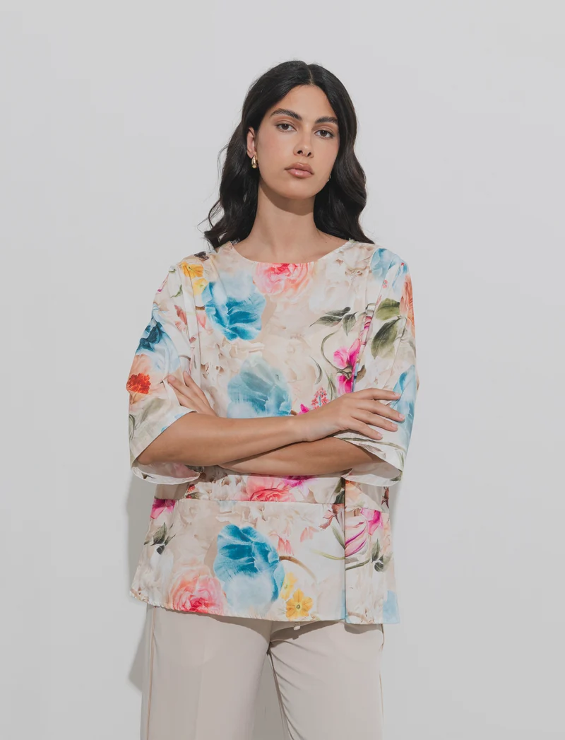 Tshirt stampata in cotone - Beige