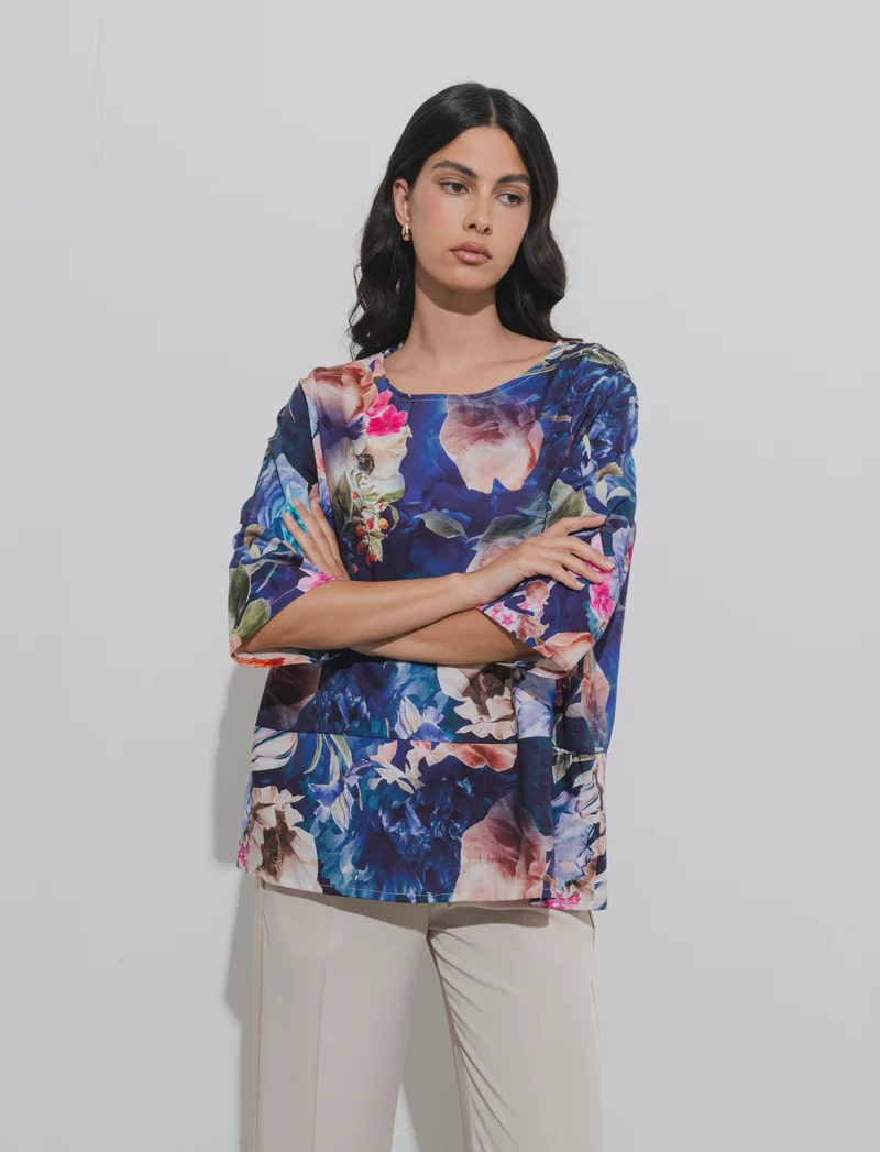 Tshirt stampata in cotone - Blu