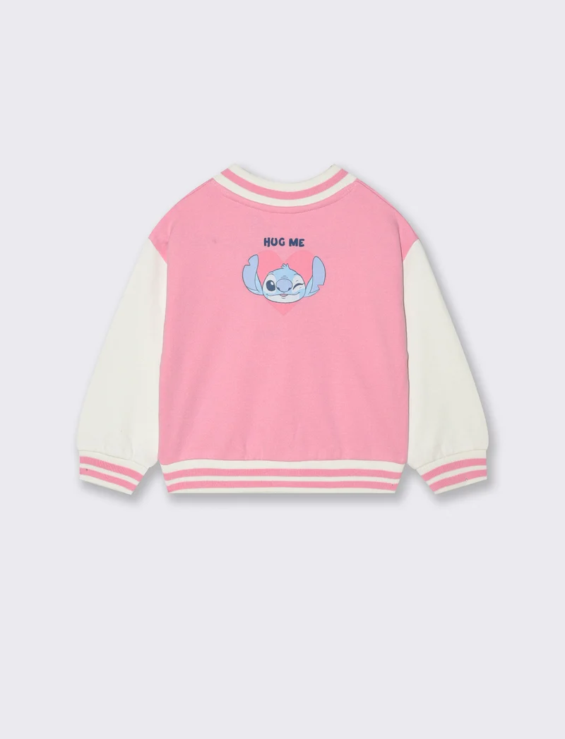 Felpa modello college Stitch - Rosa