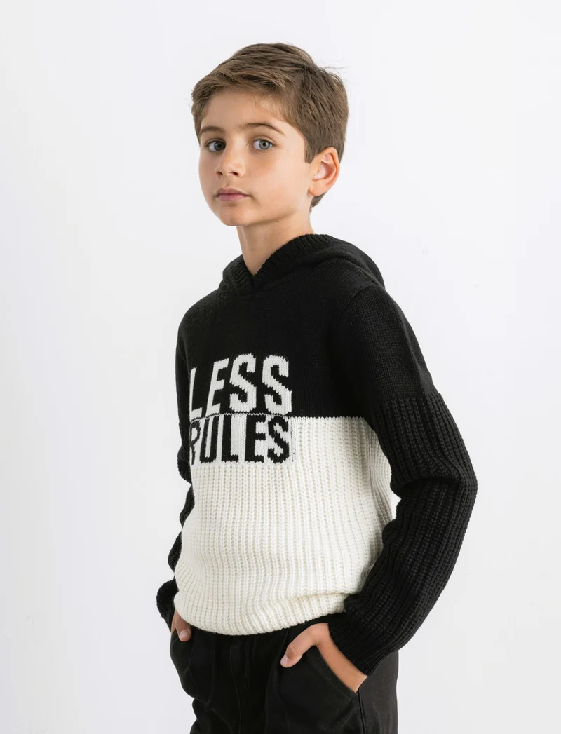 MAGLIA BICOLOR IN JACQUARD - Nero
