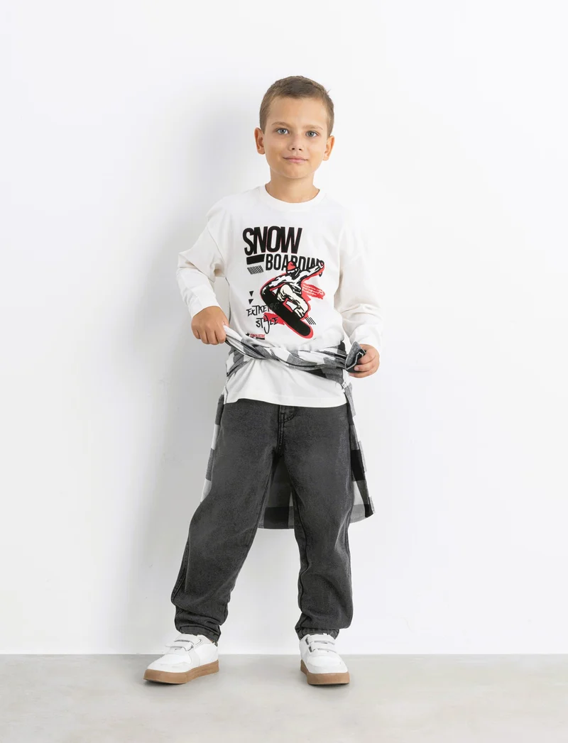 T-SHIRT MANICA LUNGA - Bianco latte