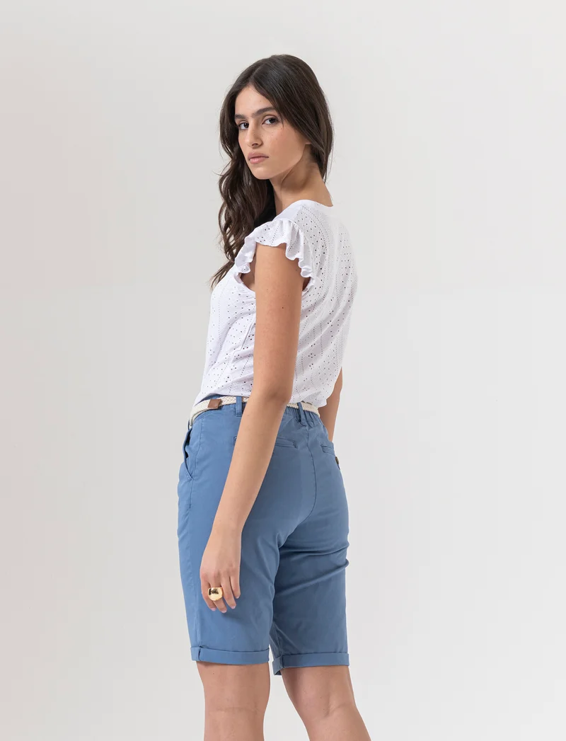 Bermuda con risvolti da donna - Denim