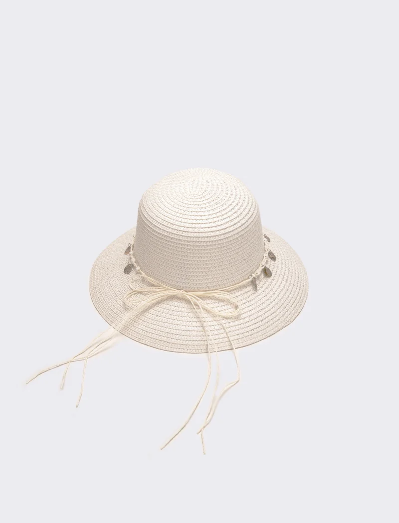 Cappello donna pescatore con medagline madreperla - Bianco