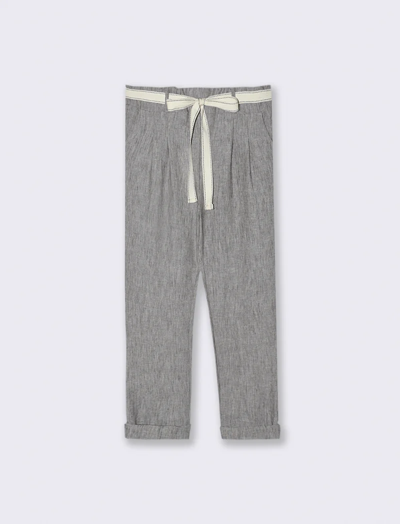 Pantalone con elastico in vita e cintura - Nero
