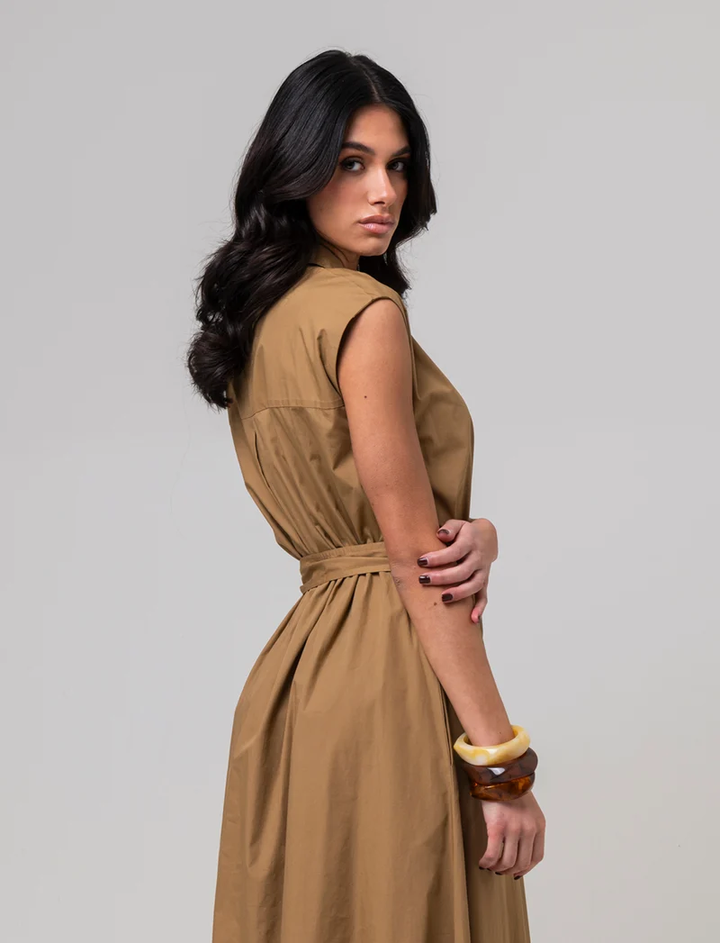 Vestito chemisier da donna - Caramello