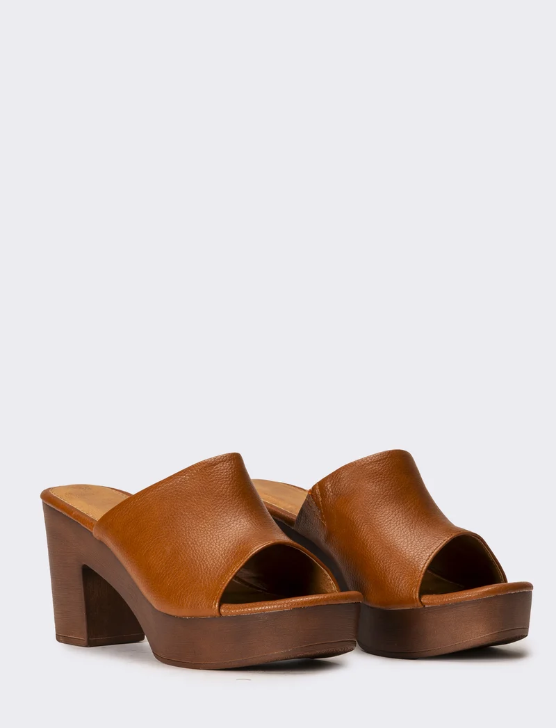 Sabot tacco alto da donna - Cuoio